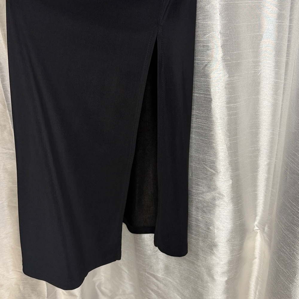 Merona Vtg Maxi Pencil Skirt Black Pull On Slit Sides Stretch Women’s Small - Picture 3 of 5